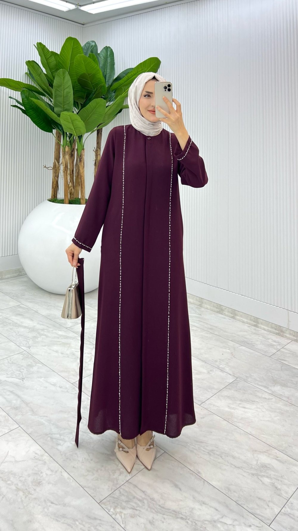 Mürdüm Premium Eyşan Ferace Tesettür Giyim