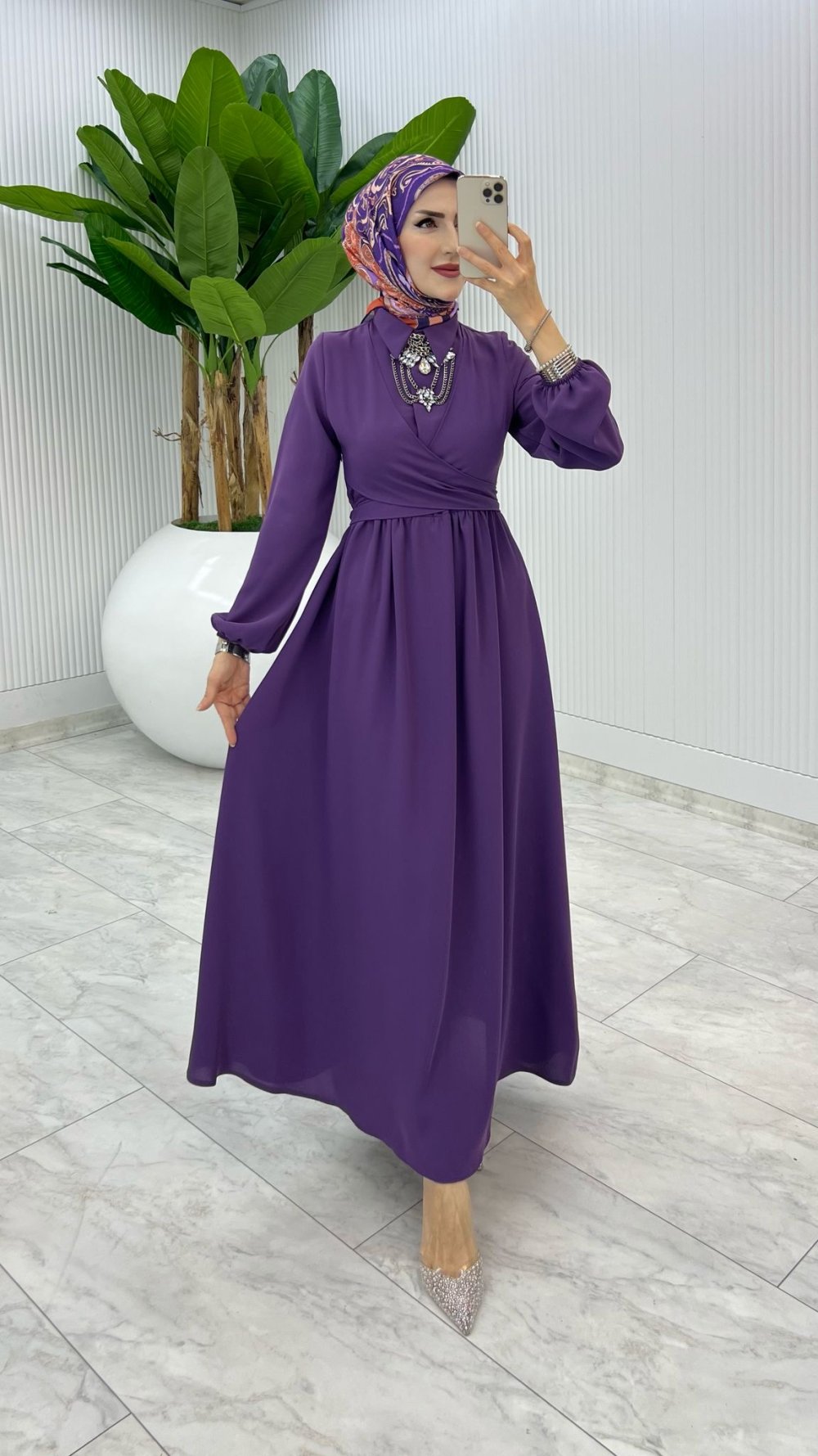 Mürdüm Premıum Dilara Elbise Tesettür Giyim