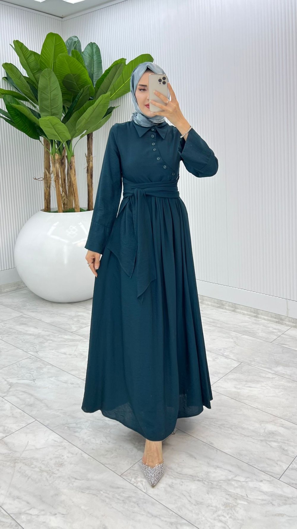 Petrol Premıum Nagihan Elbise Tesettür Giyim