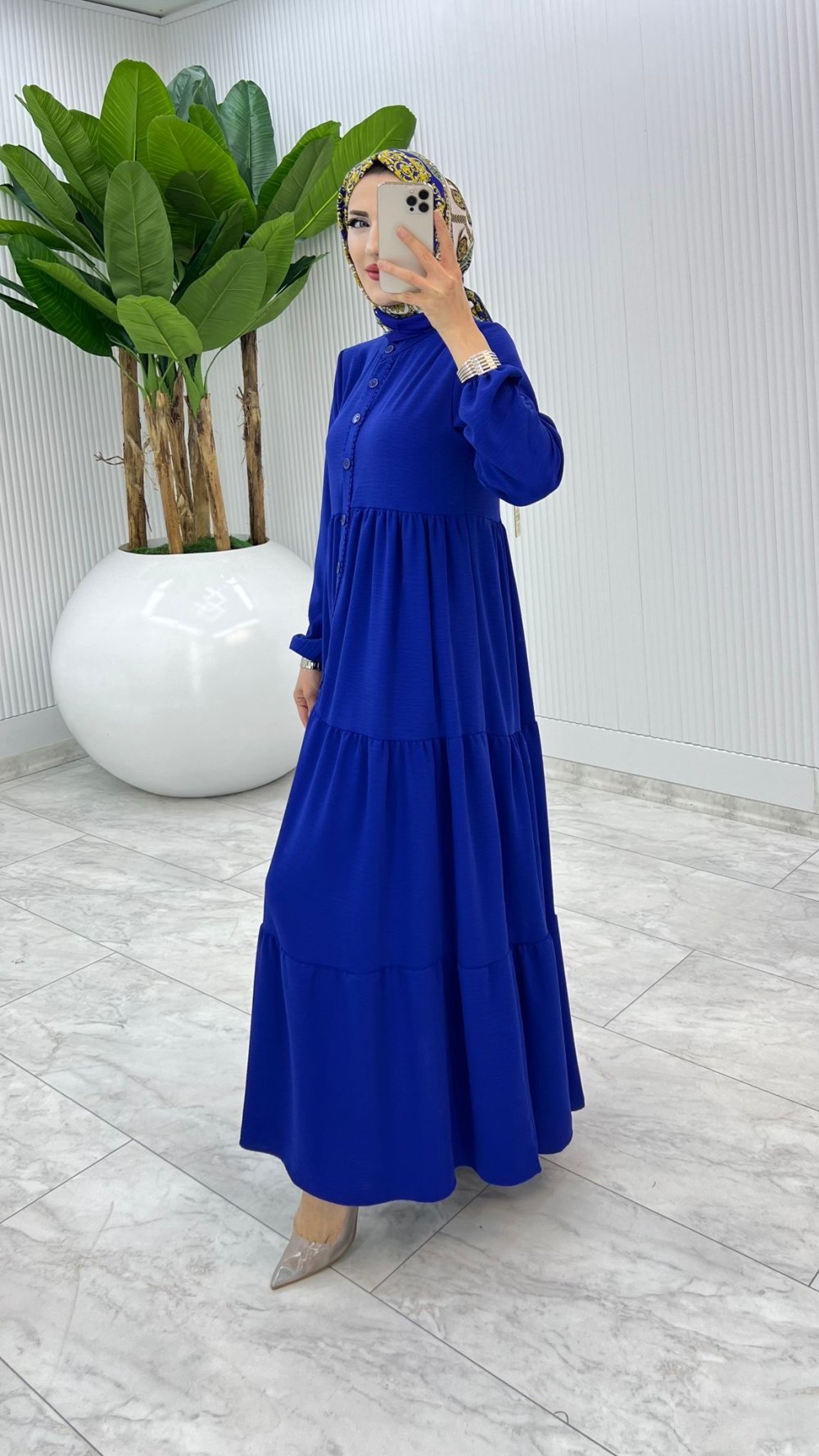 Saks Dantelli Elbise Tesettür Giyim