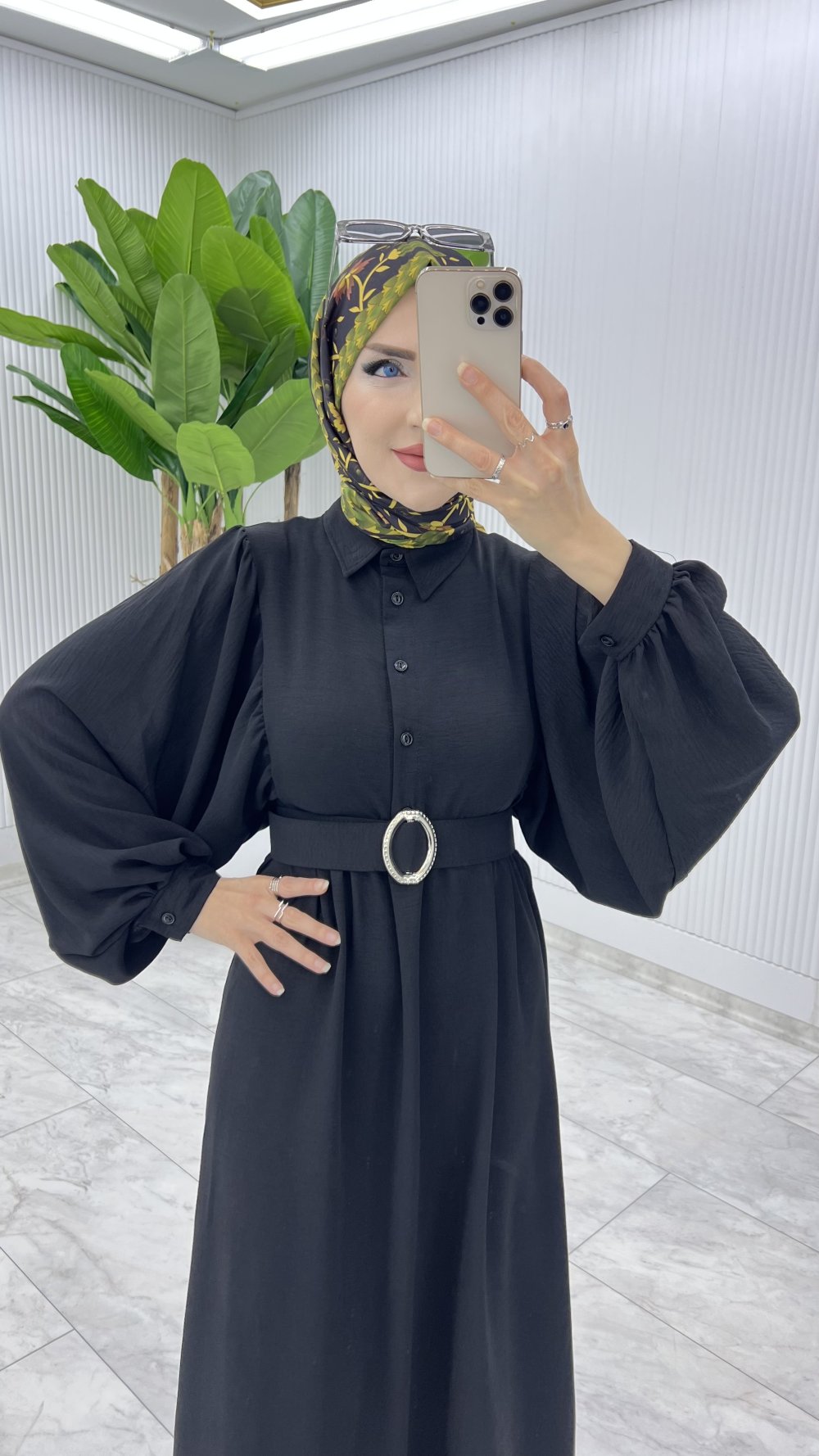 Siyah Burçak Elbise Tesettür Giyim