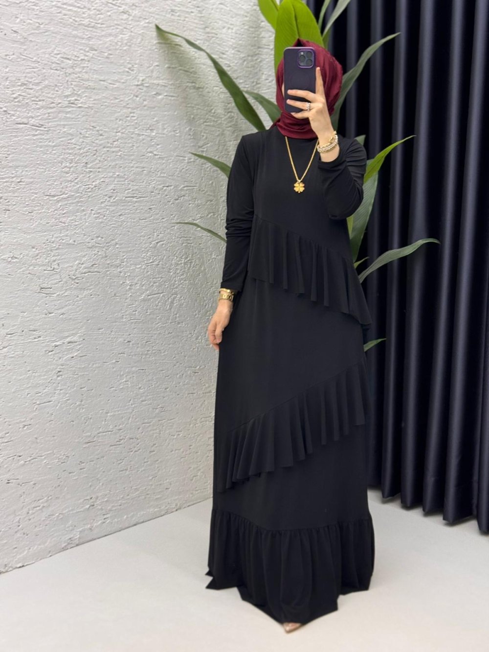 Siyah Duru Elbise Tesettür Giyim