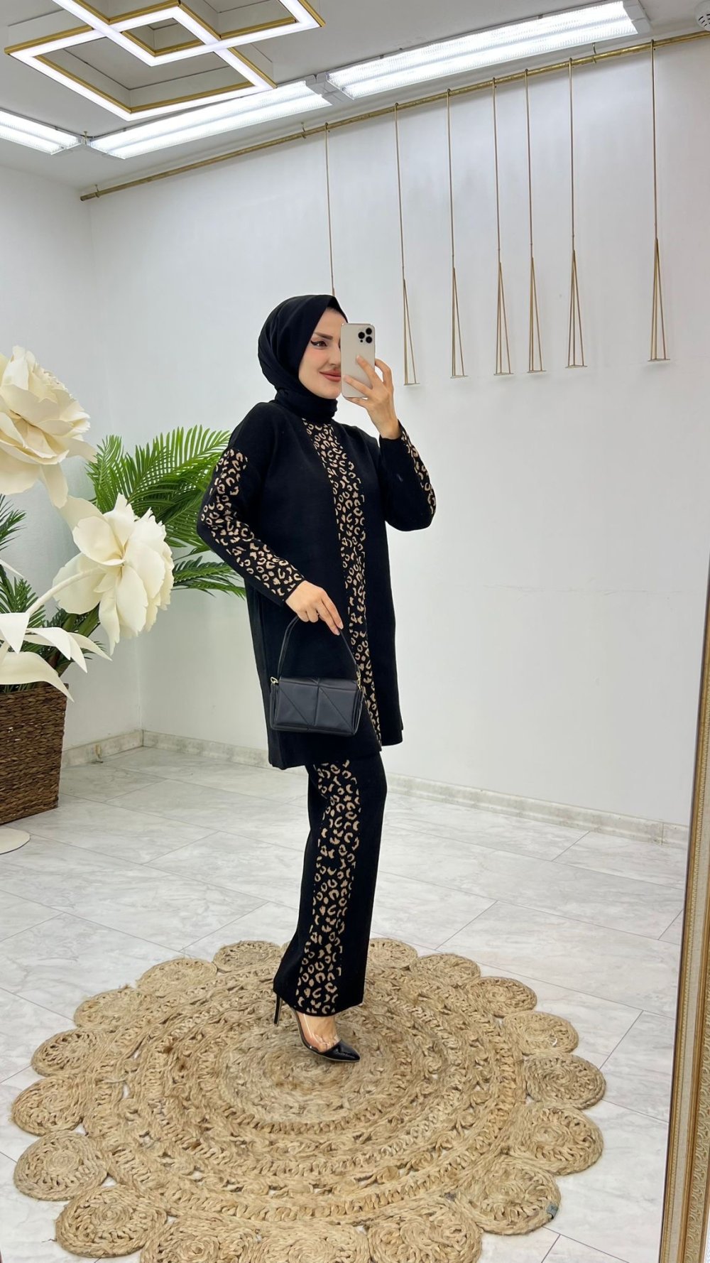 Siyah Gülay Triko Takım Tesettür Giyim