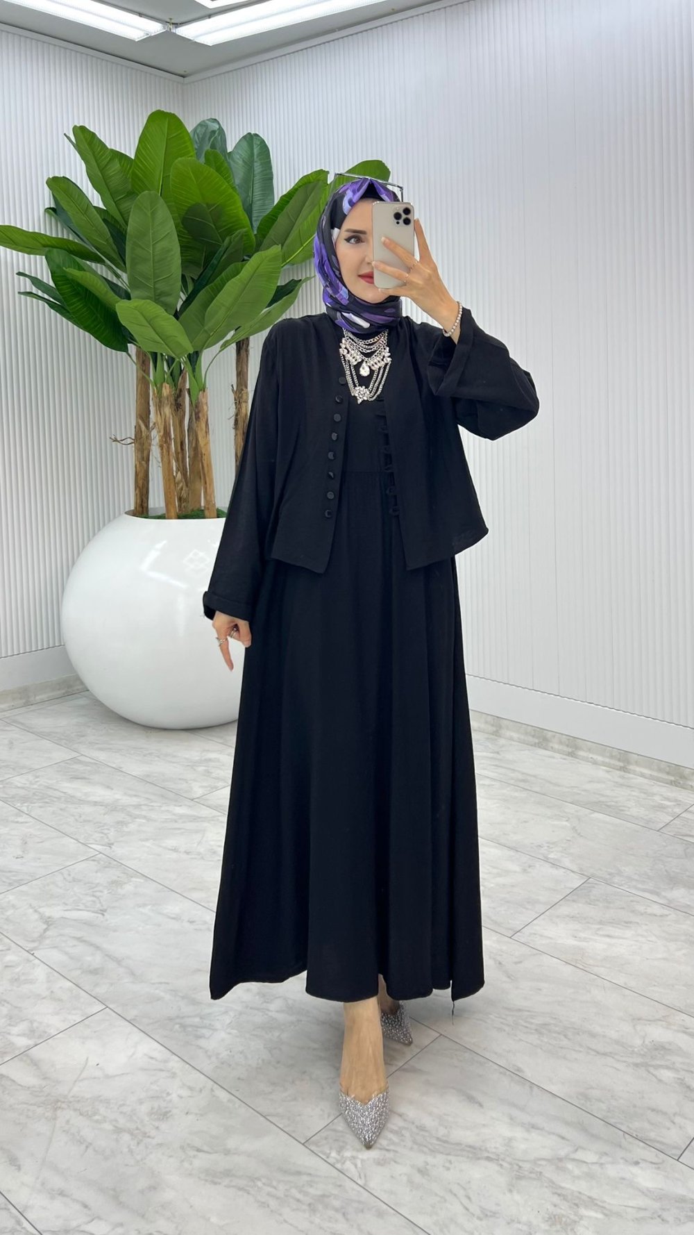 Siyah Halime Elbise Takım Tesettür Giyim