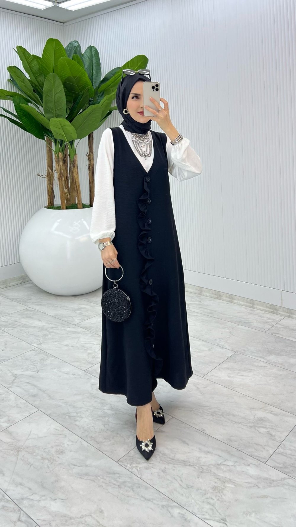 Siyah Mahya Sadece Jile Tesettür Giyim