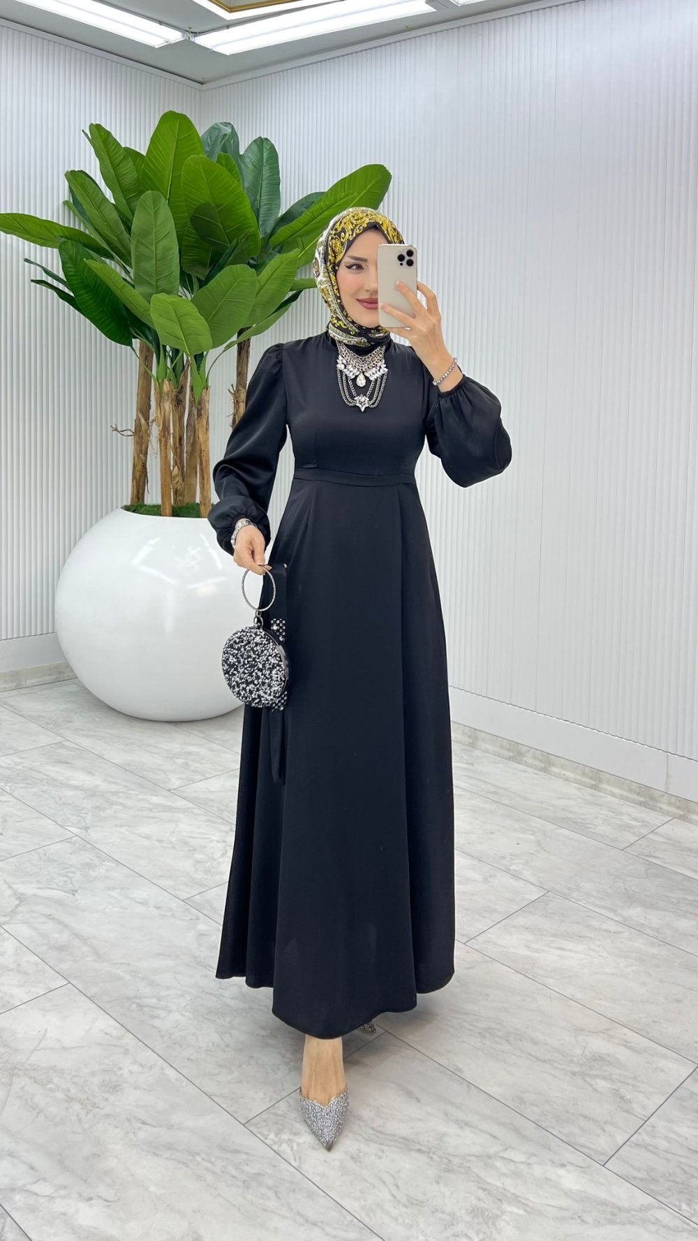 Siyah Mia Elbise Tesettür Giyim