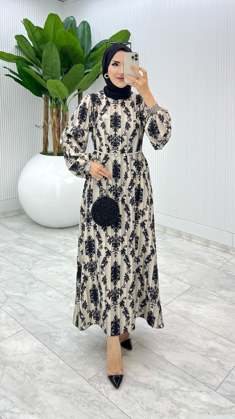 Siyah Nuran Elbise Tesettür Giyim