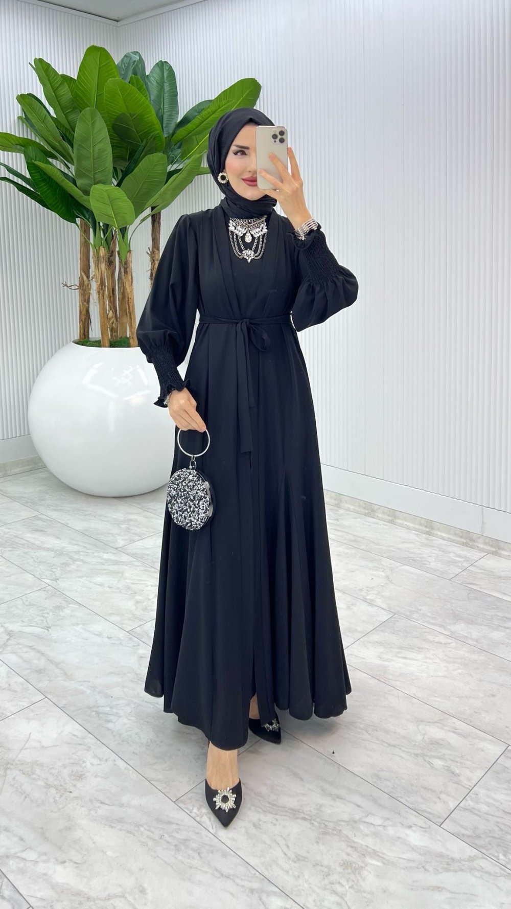Siyah Özel Tasarım Zümra Baya Takım Tesettür Giyim