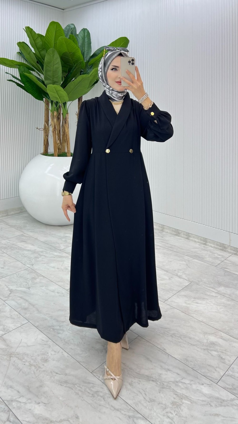 Siyah Premium Lal Ferace Elbise Tesettür Giyim