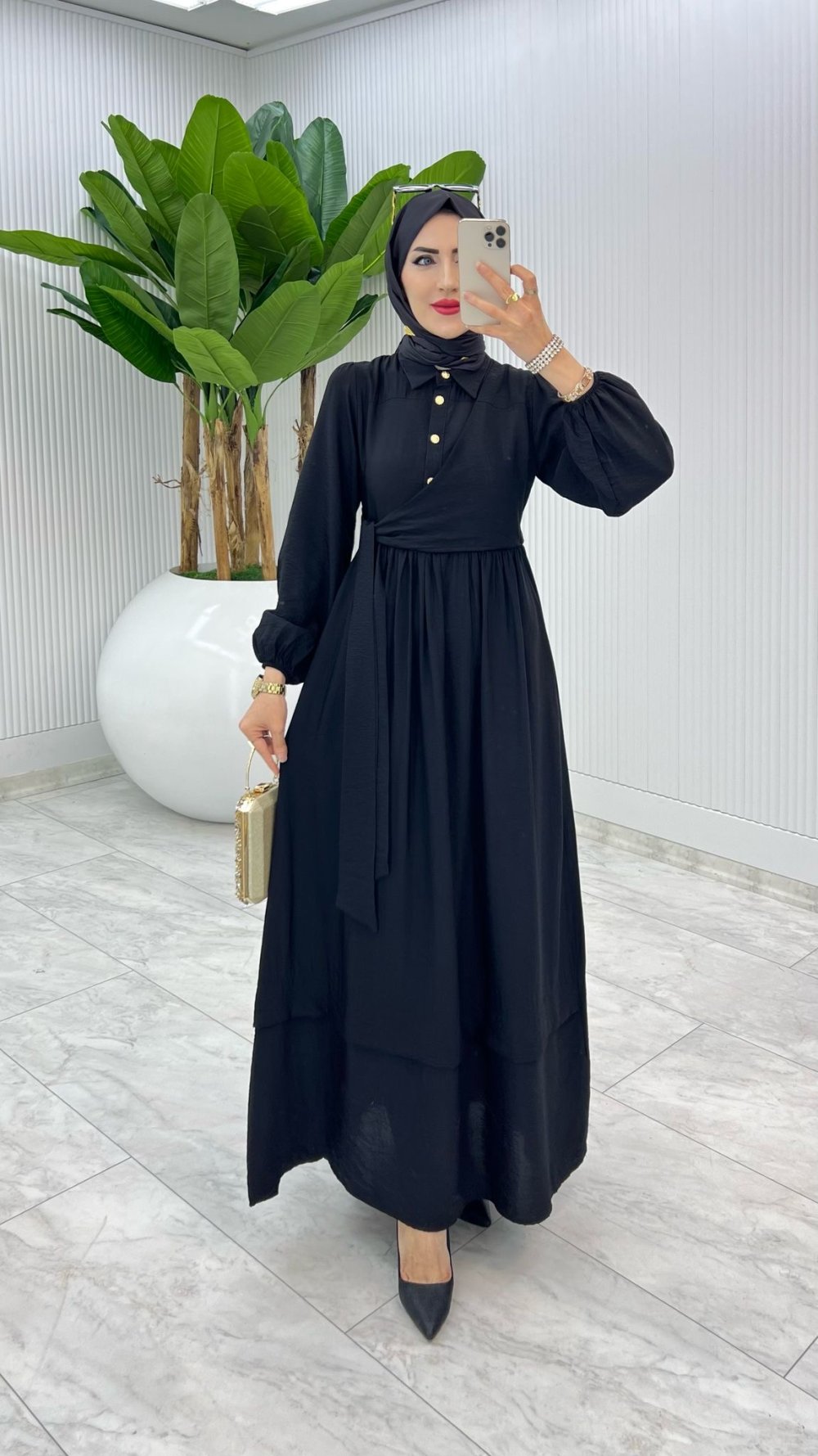 Siyah Premium Öznur Elbise Tesettür Giyim