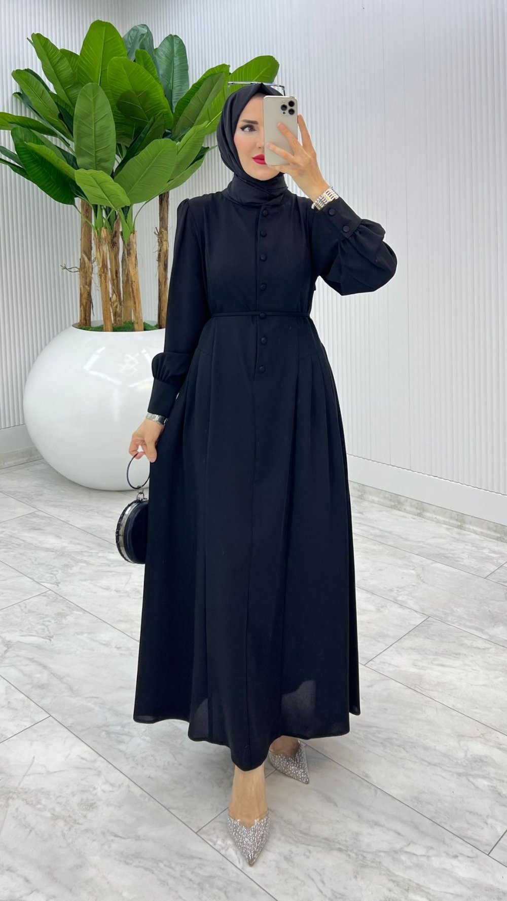 Siyah Premıum İstanbul Elbise Tesettür Giyim