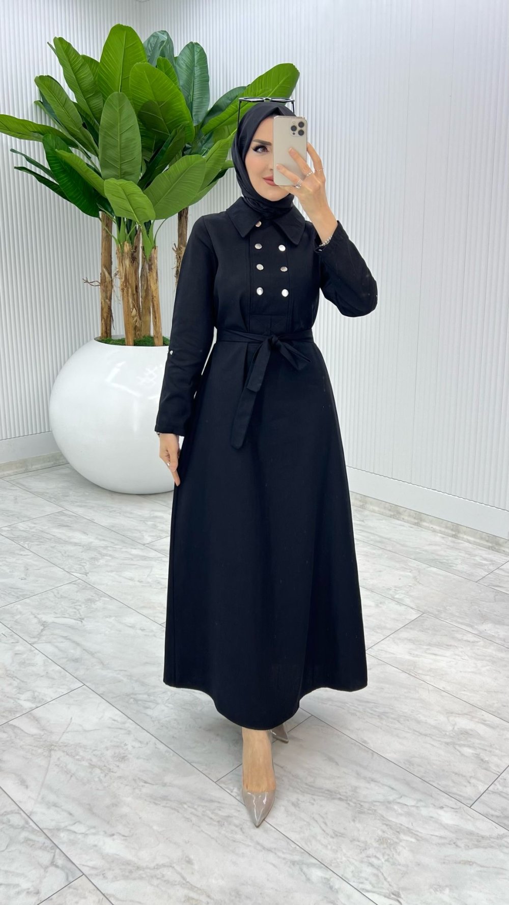Siyah Premıum Roma Elbise Tesettür Giyim