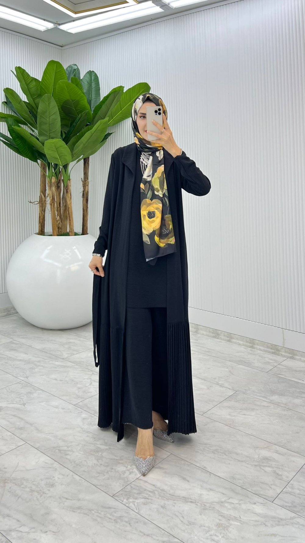 Siyah Premium Üçlü Derin Takım Tesettür Giyim