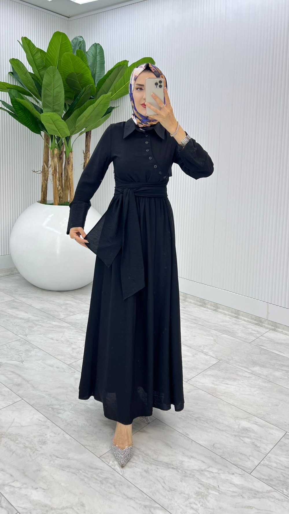 Siyah Premıum Nagihan Elbise Tesettür Giyim
