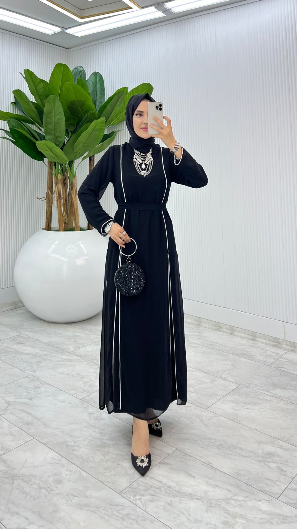 Siyah Premium İkili İmren Takım Tesettür Giyim