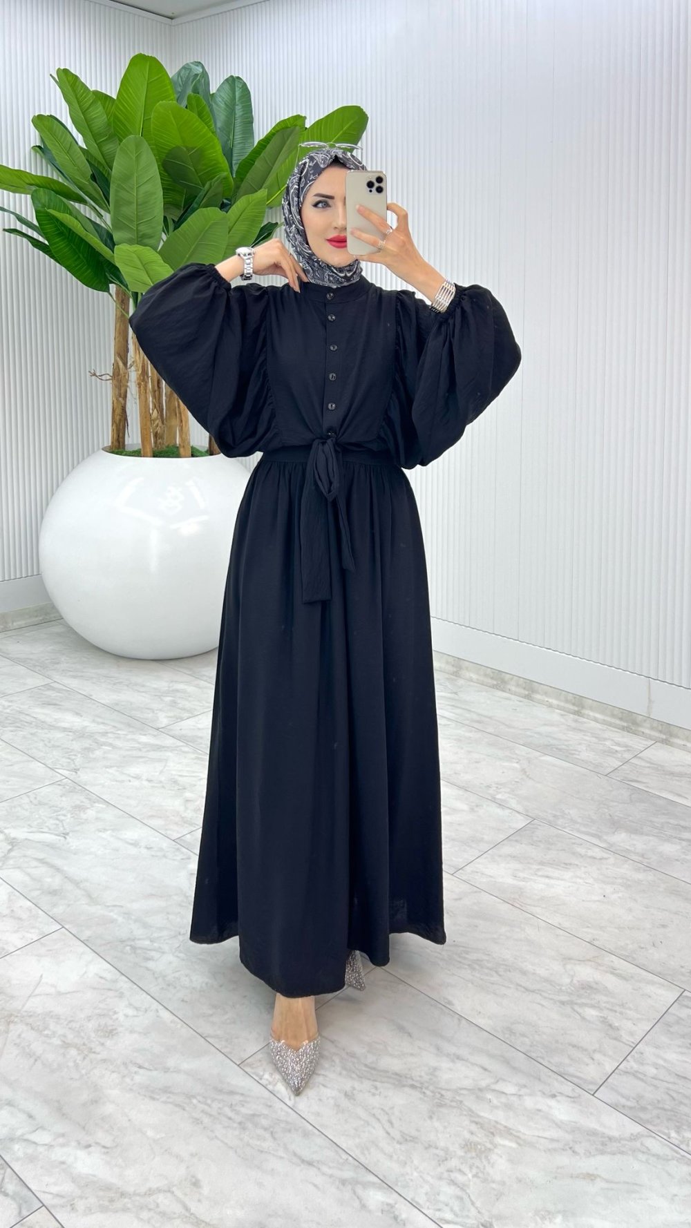 Siyah Premium Yarasa Etek Takım Tesettür Giyim