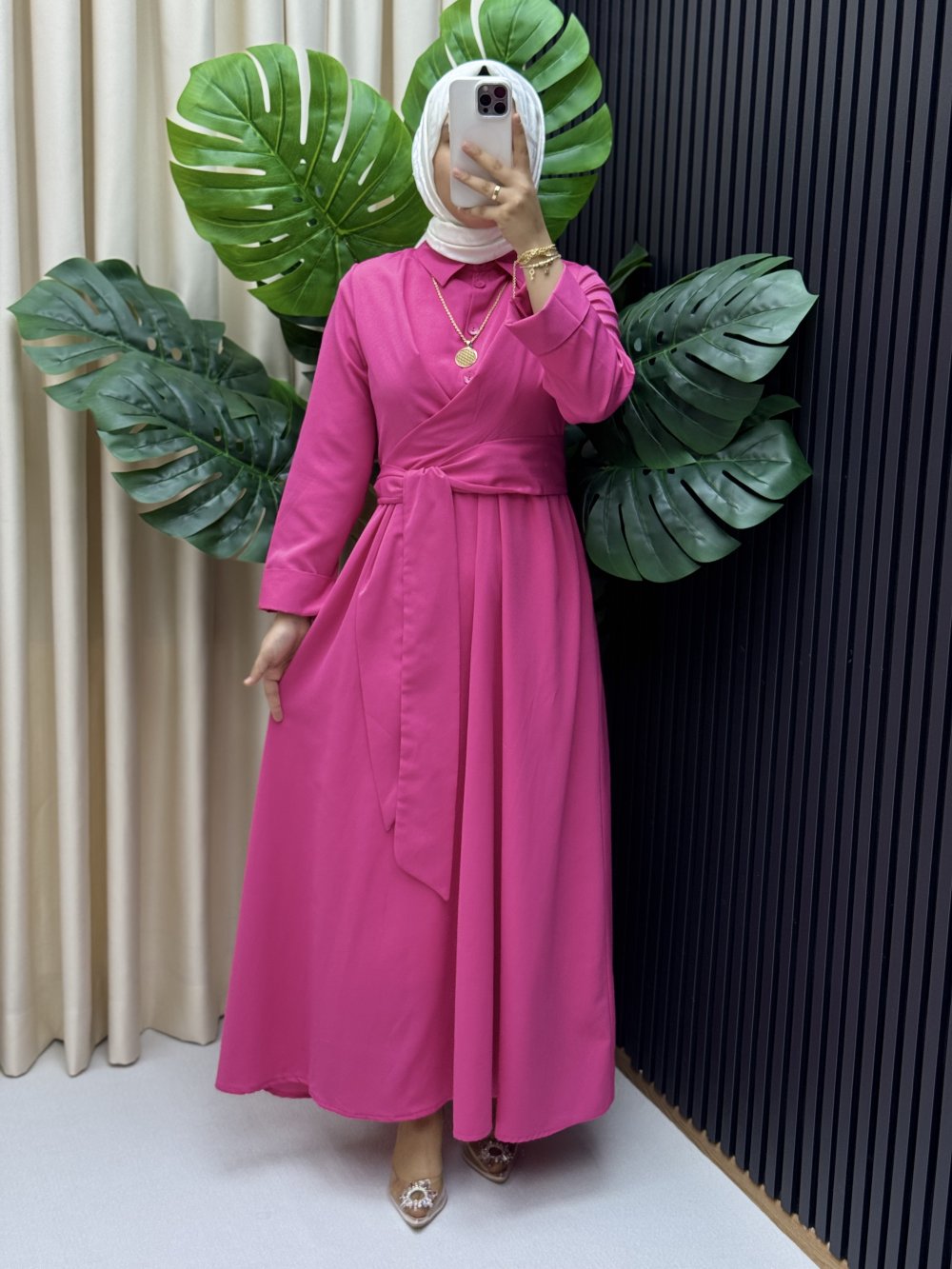 Buğlem elbise Fuşya