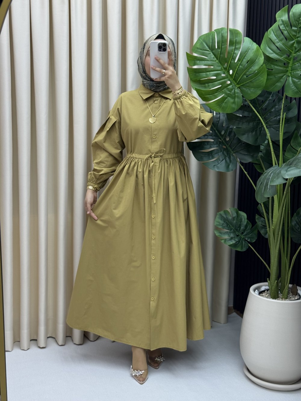 Hatice elbise Yağ Yeşili