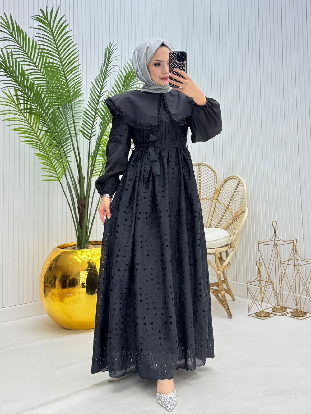 Tokyo Tesettür Elbise Siyah Siyah