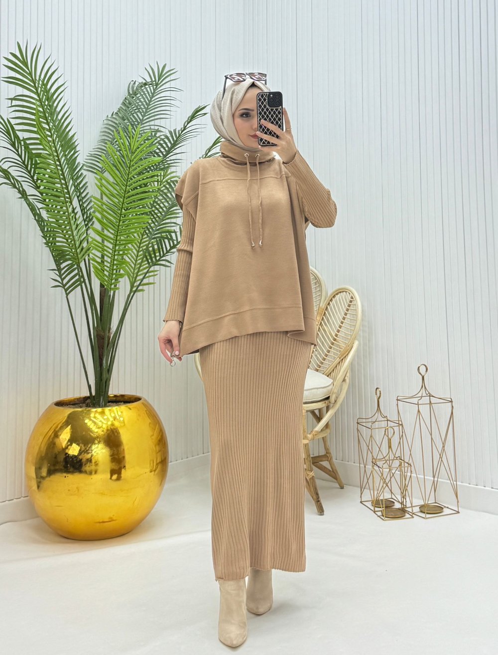 Zehra Tesettür Elbise Vizon Vizon