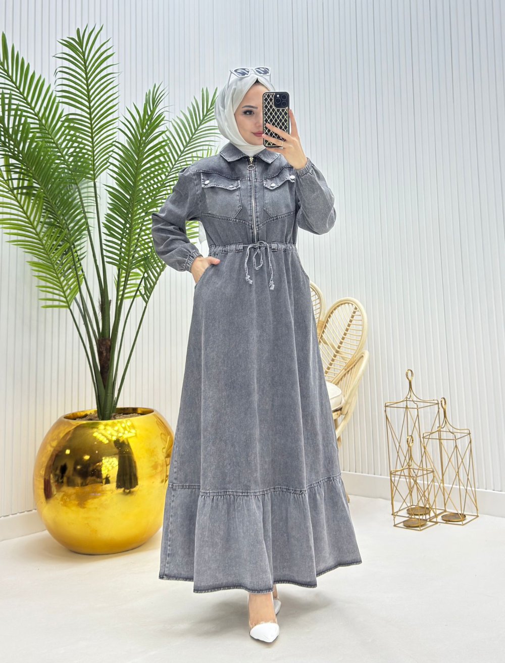 Zehra Tesettür Elbise Siyah Siyah