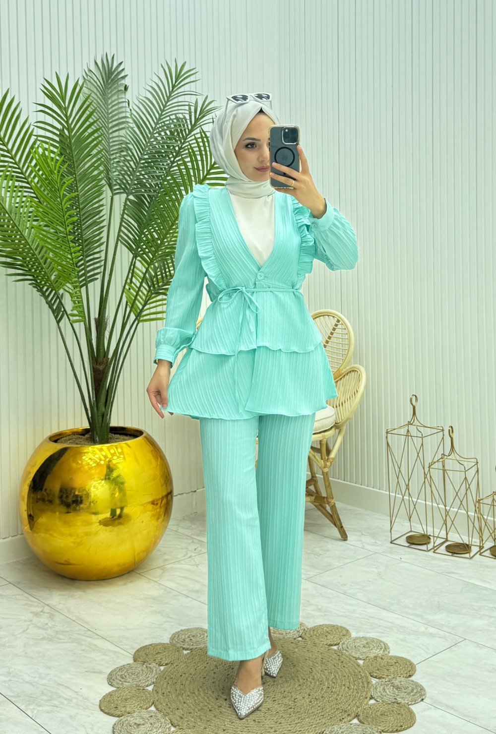 Akordion Takım Mint Yeşili  Mint Yeşili