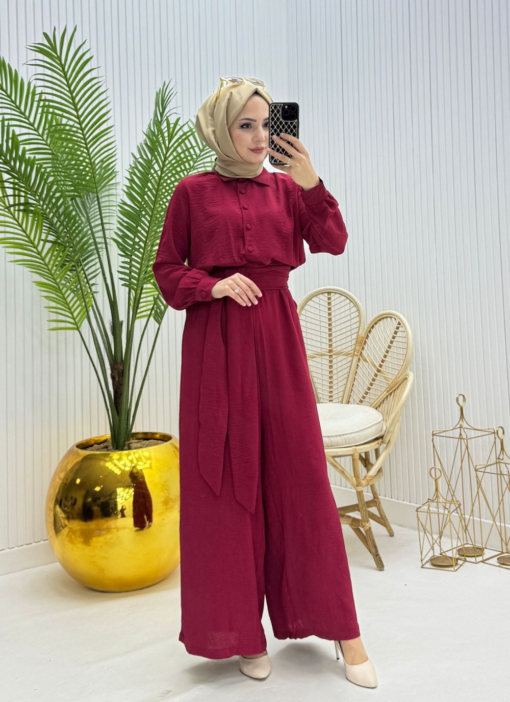 Alya Tesettür Tulum Bordo Bordo