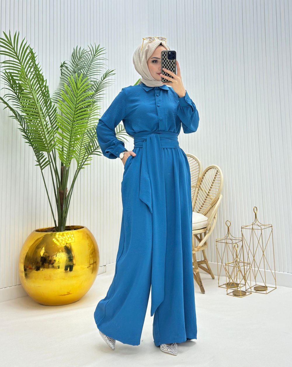 Alya Tesettür Tulum Mavi Mavi