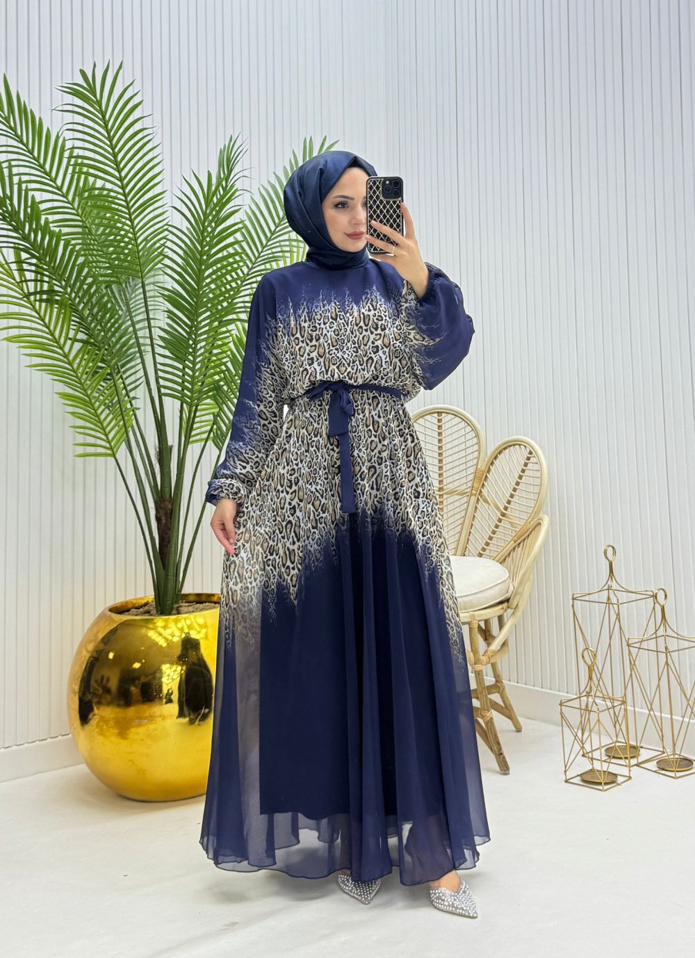 Bonni Tesettür Elbise Lacivert  Lacivert