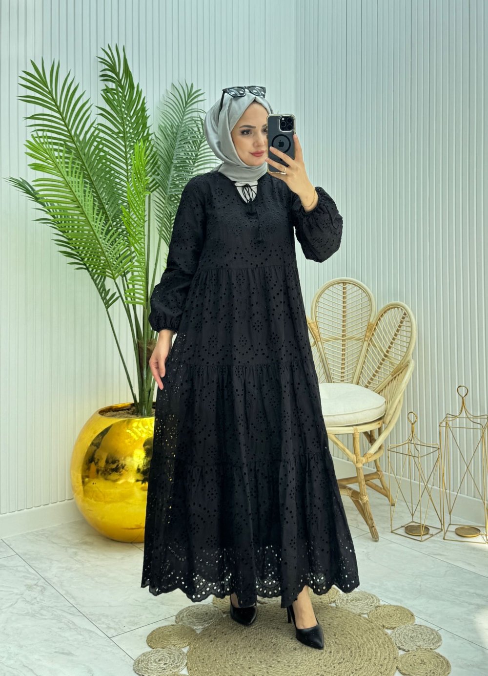 Bohem Elbise Siyah Siyah