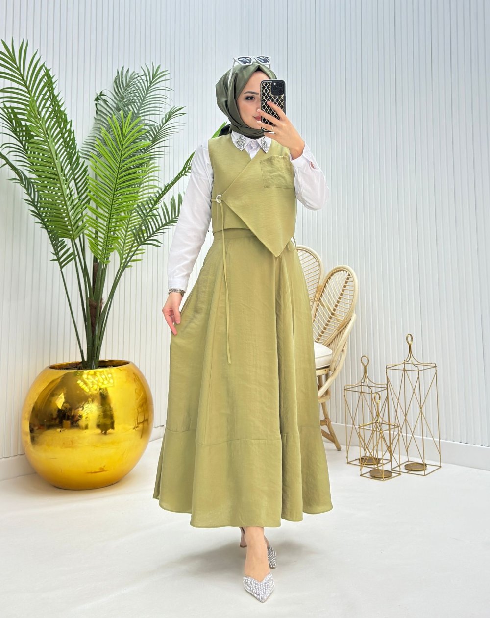 Ecrin Tesettür Takım Yeşil Yeşil