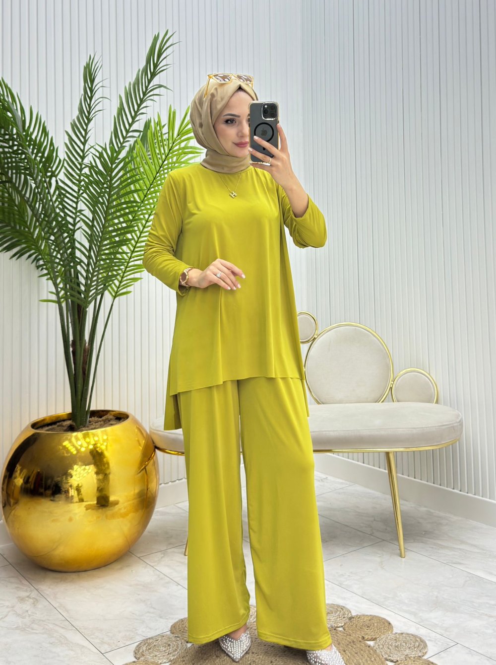 Ekonomix Tesettür Takım Yağ Yeşili Yağ Yeşili