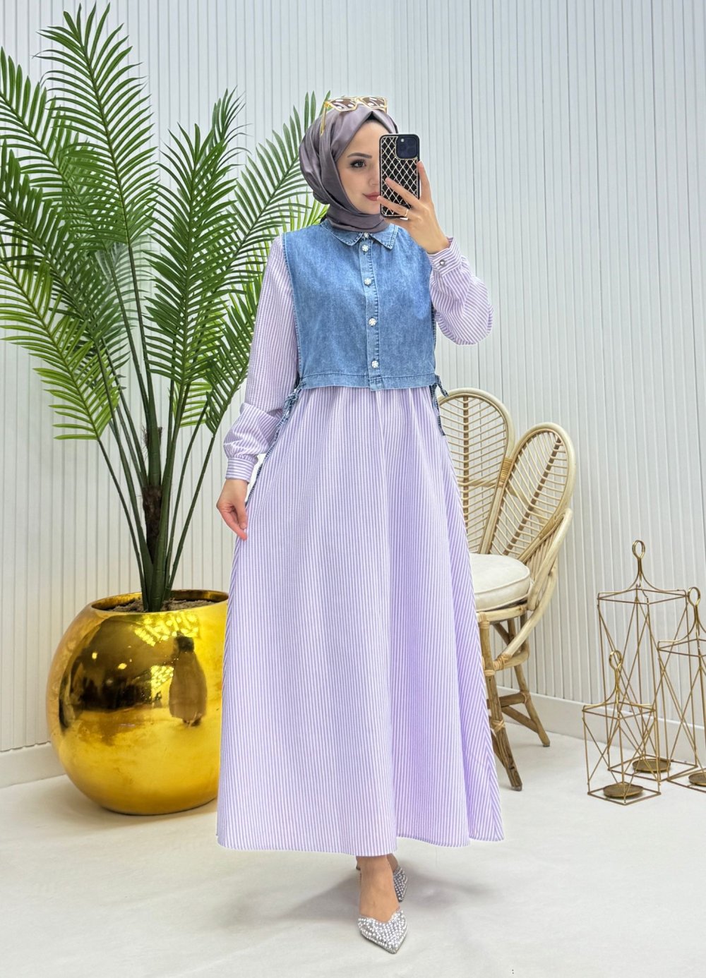 Liya Tesettür Elbise Lila Lila