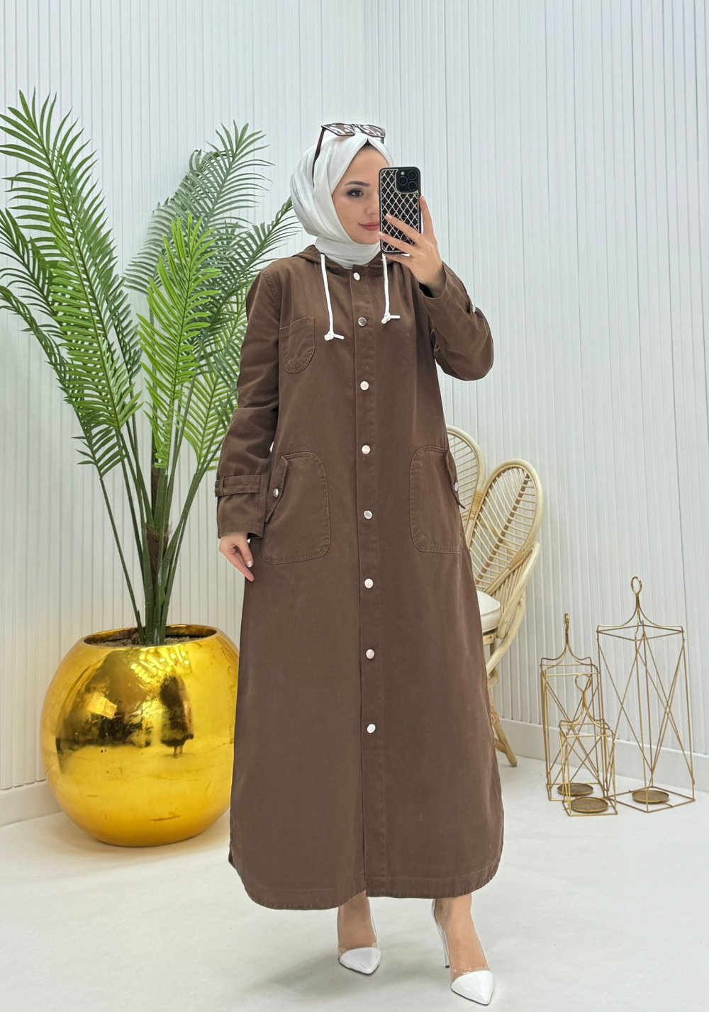 Mahinur Tesettür Kot Kap Kahverengi  Kahverengi