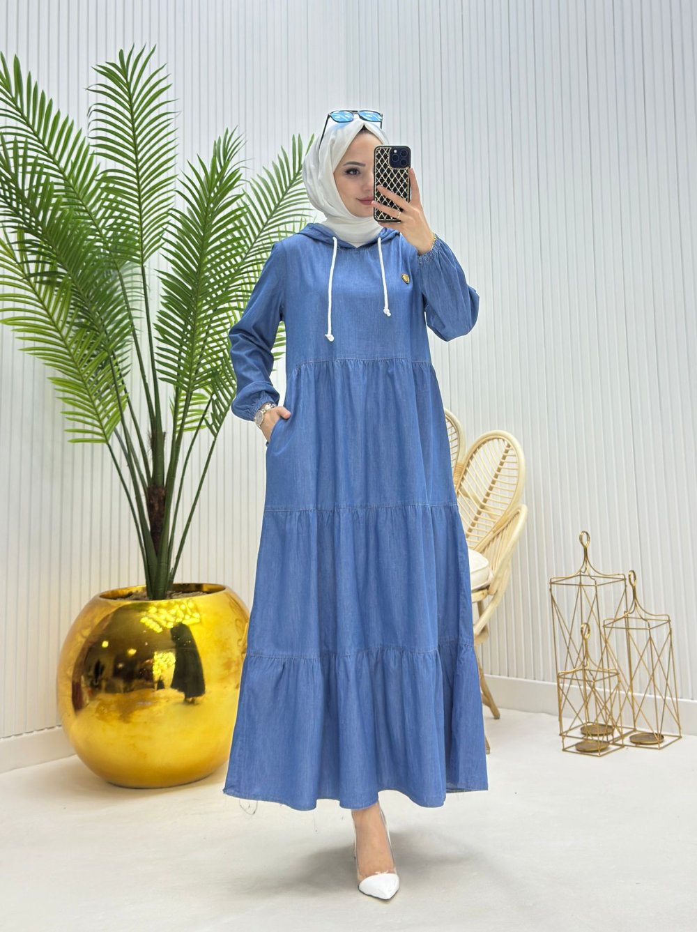 Nilem Kot Elbise Mavi Mavi