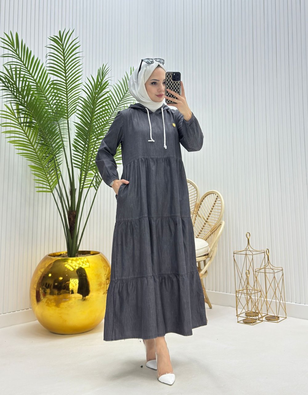 Nilem Kot Elbise Siyah Siyah