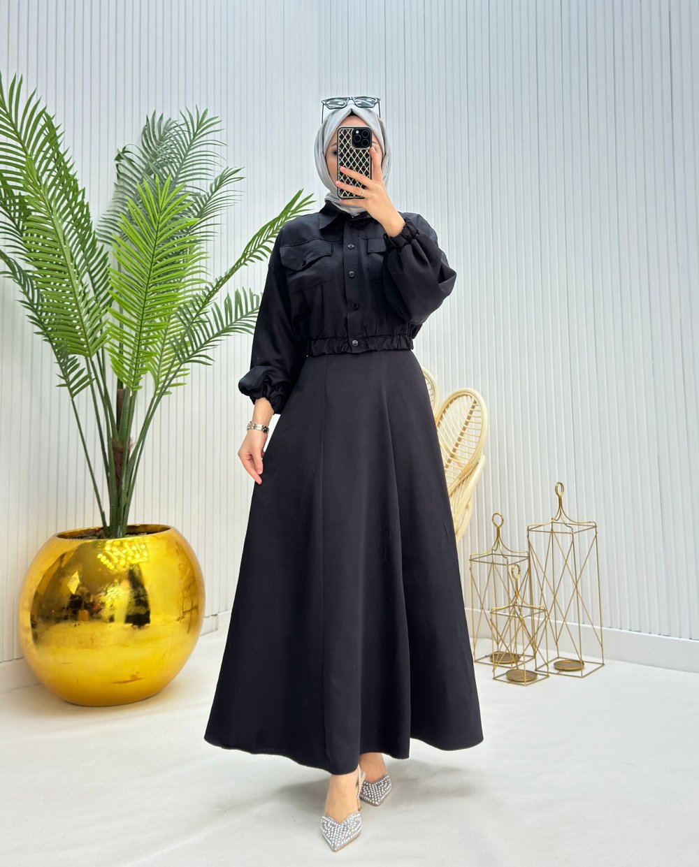Selen Tesettür Takım Siyah Siyah