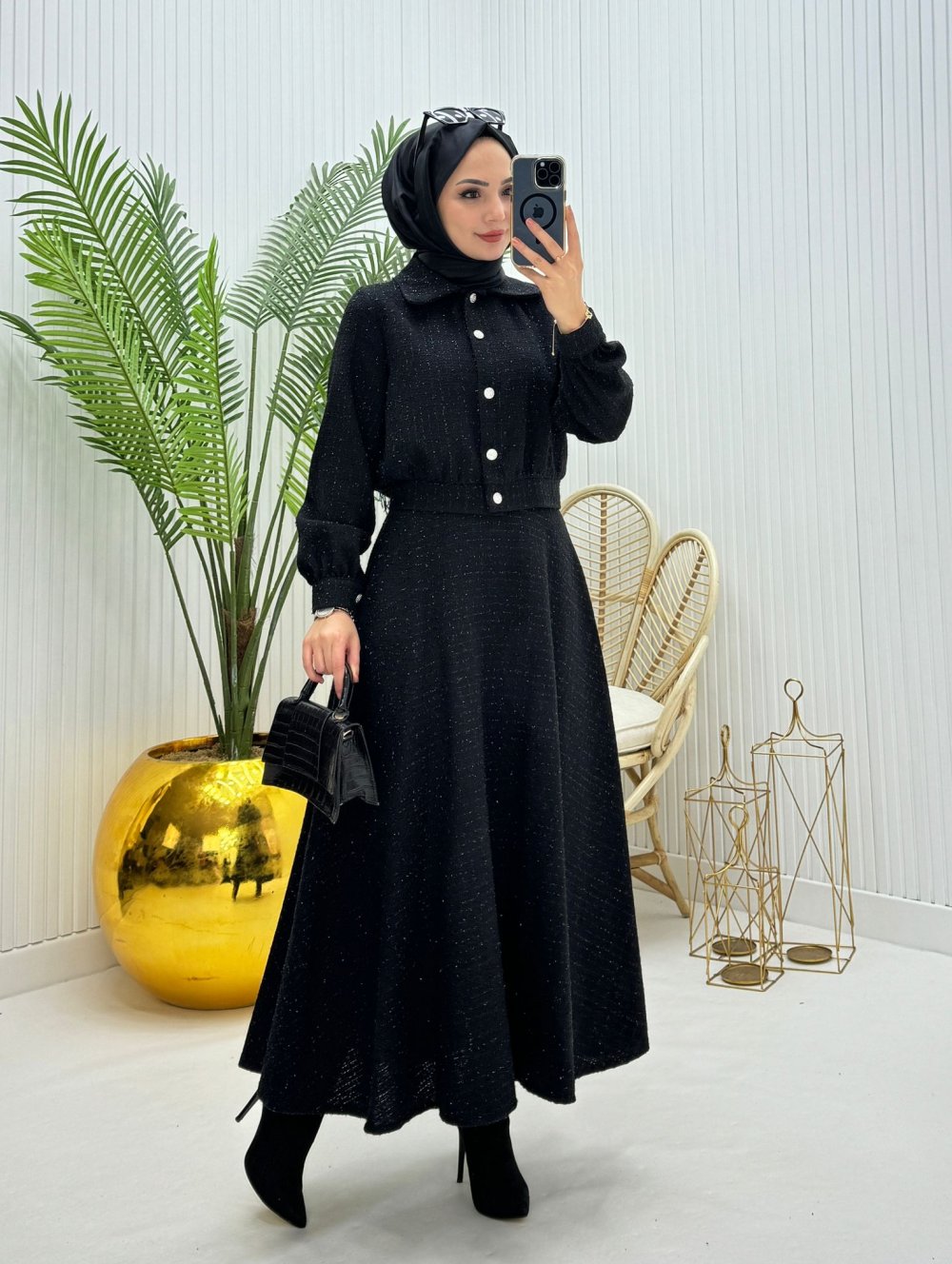 Sevgi Tesettür Takım Siyah  Siyah